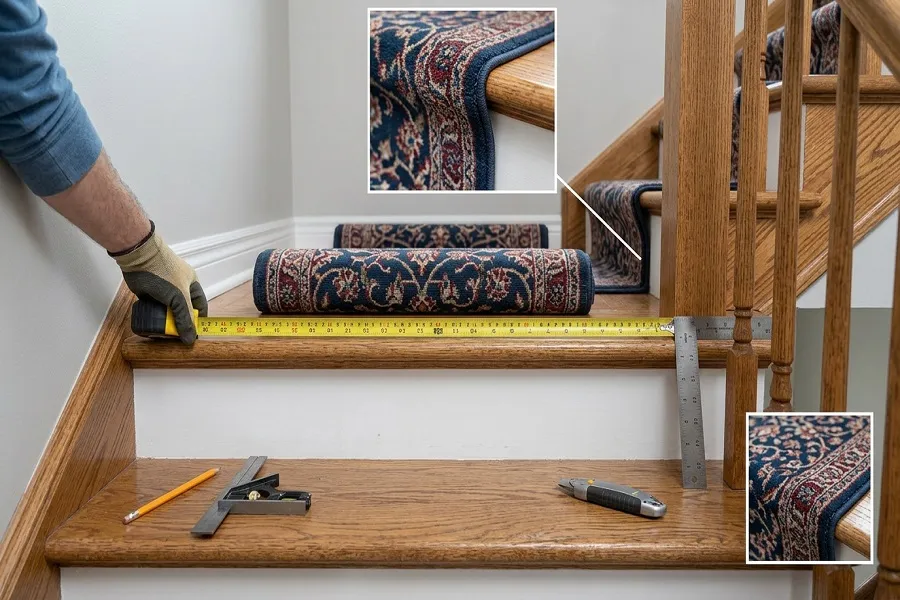 Measuring a carpet runner for stairs