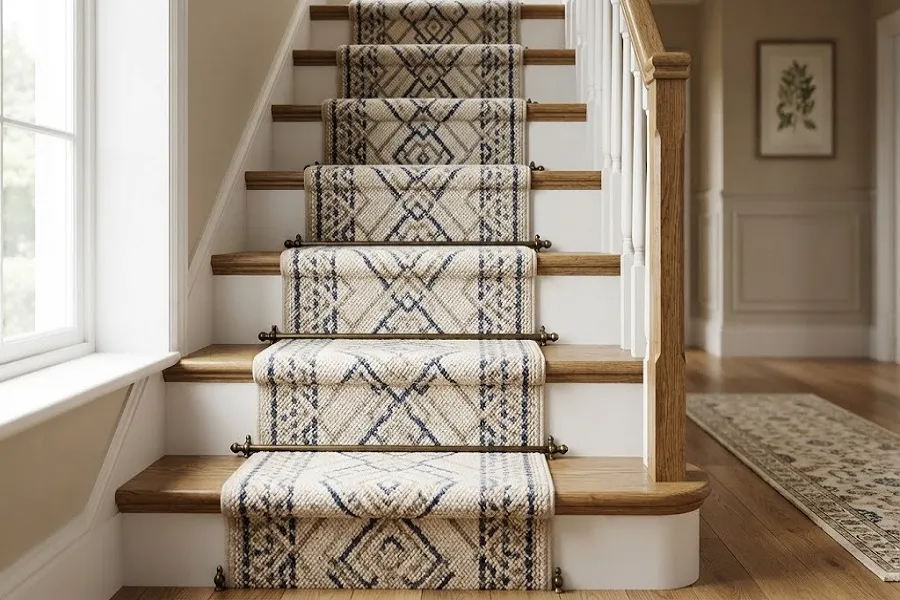 Stair carpet tread, riser, and nosing measurements